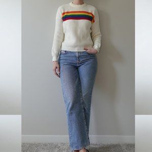 Noa & Noa Rainbow Cream Knit Cozy Crew Neck Sweater One Size